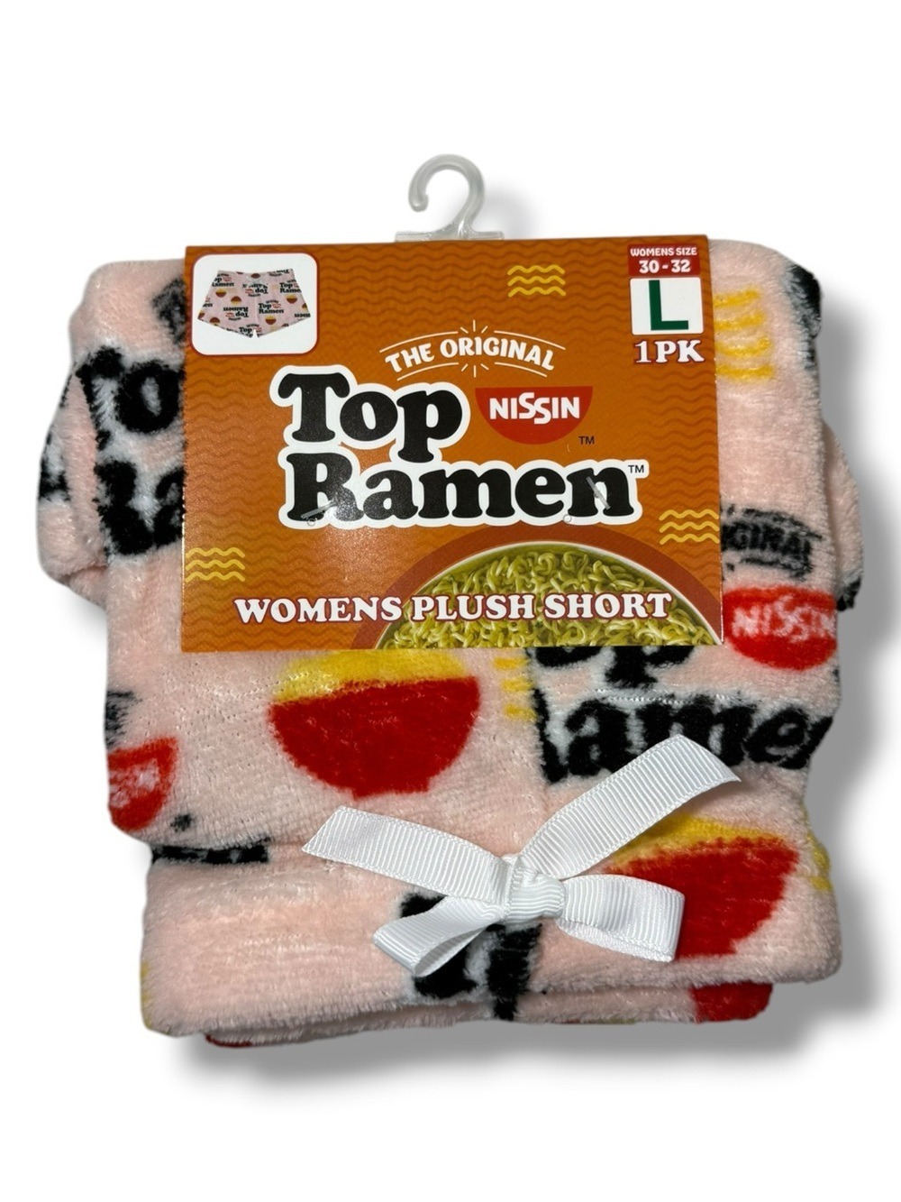 Top Ramen Nissin Women's Plush Shorts Pink Size Large